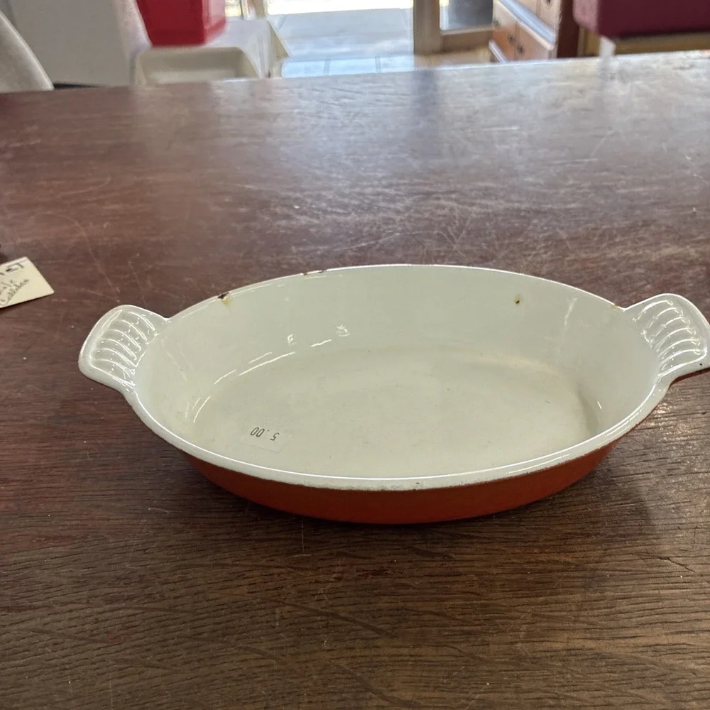 Small Orange Cast Iron Casserole Dish Made In France No 20 9.5X6X2  With Ears